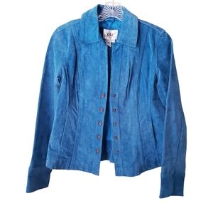 Vintage Live A Little Teal Leather Jacket